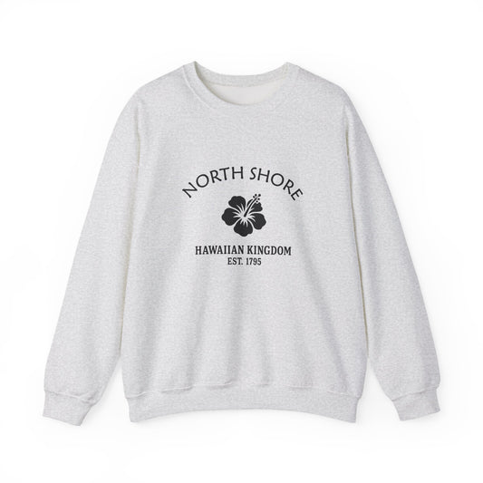 North Shore Hawaii Vintage Retro Unisex Heavy Crewneck Sweatshirt - Black Logo