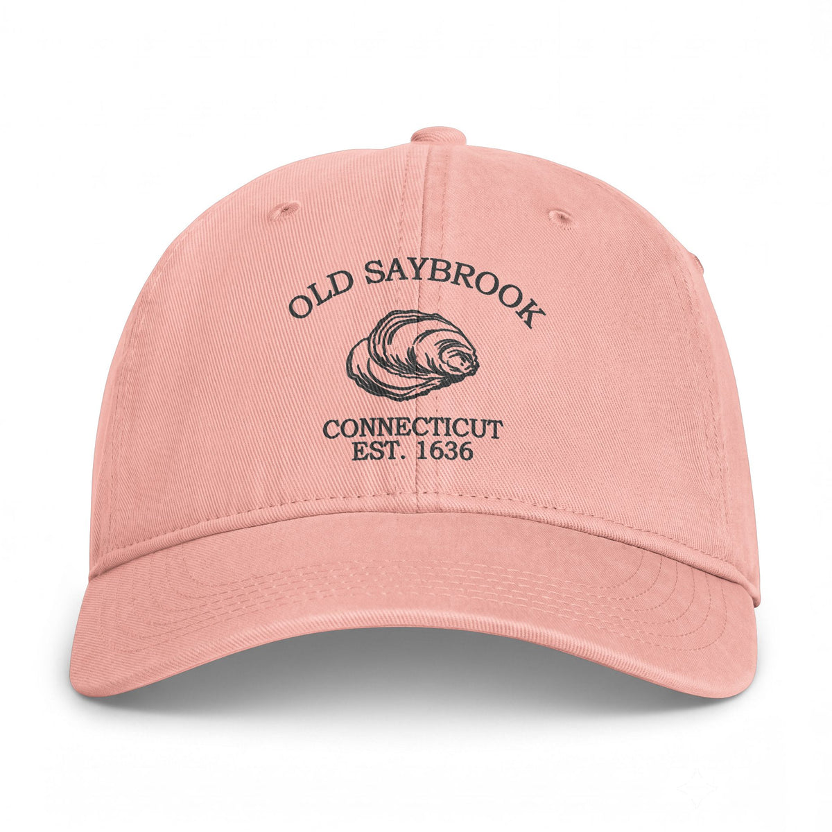 Old Saybrook Connecticut Distressed Cotton Cap - Charcoal Print Logo