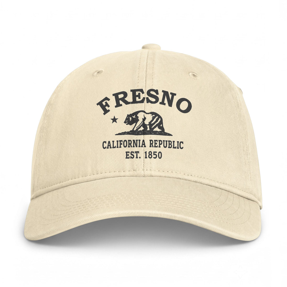 Fresno California Distressed Cotton Cap - Charcoal Print Logo