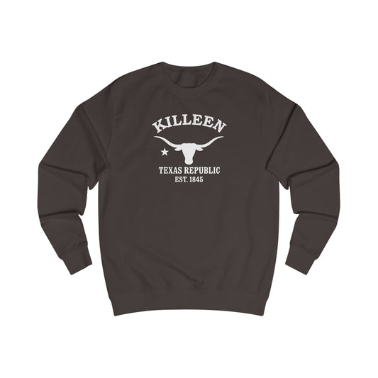 Killeen Texas Vintage Retro Premium Crewneck Sweatshirt - White Logo - Bottle Green