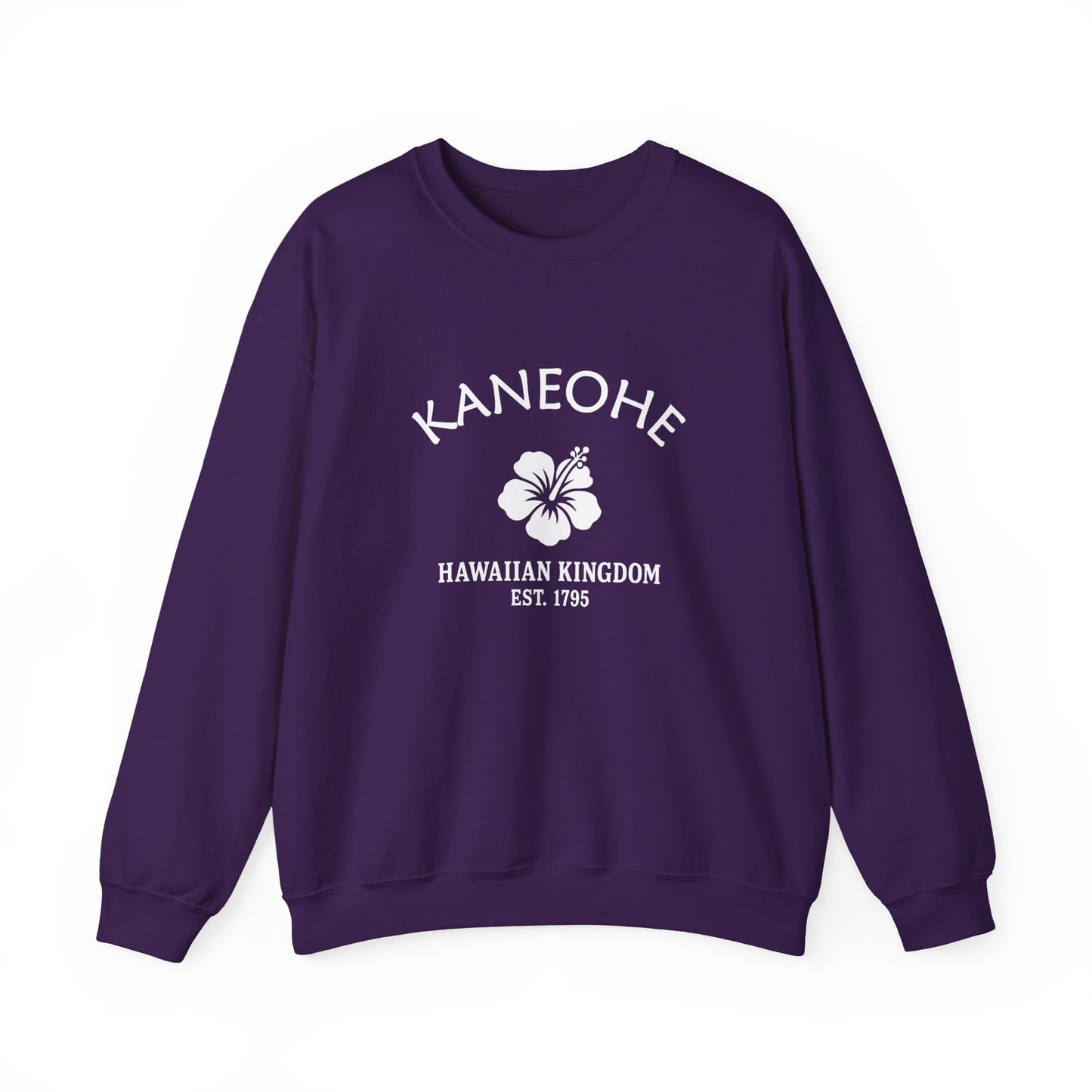 Kaneohe Hawaii Vintage Retro Unisex Heavy Crewneck Sweatshirt - White Logo