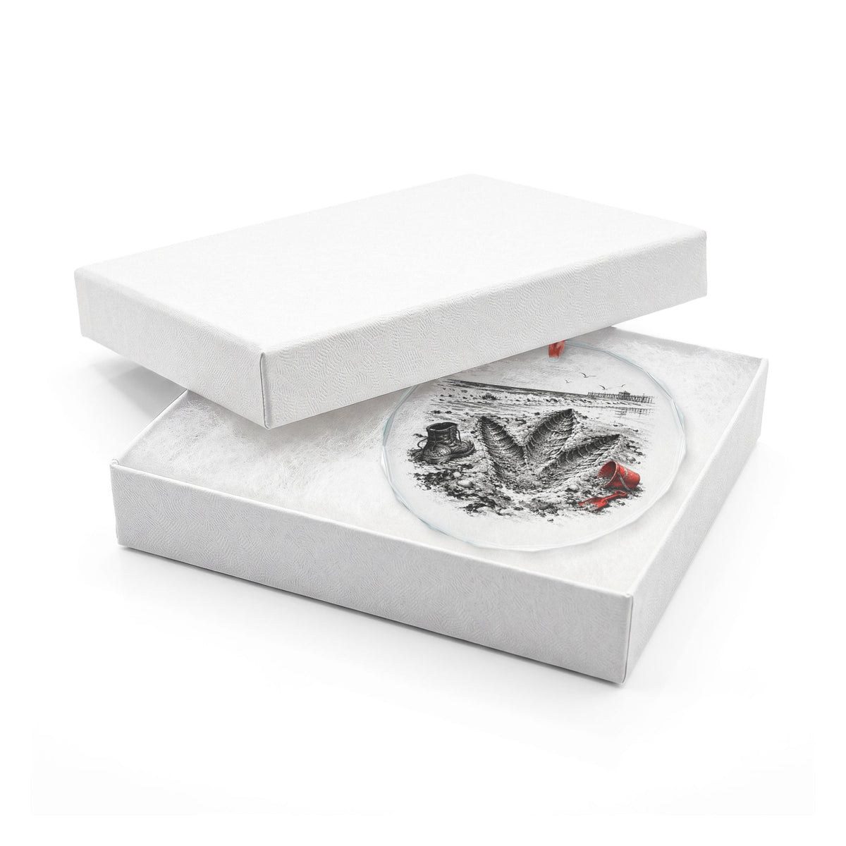Clearwater Florida Holiday Ornament, Giant Penguin Footprint, Crystal Glass Ornament in White Gift Box