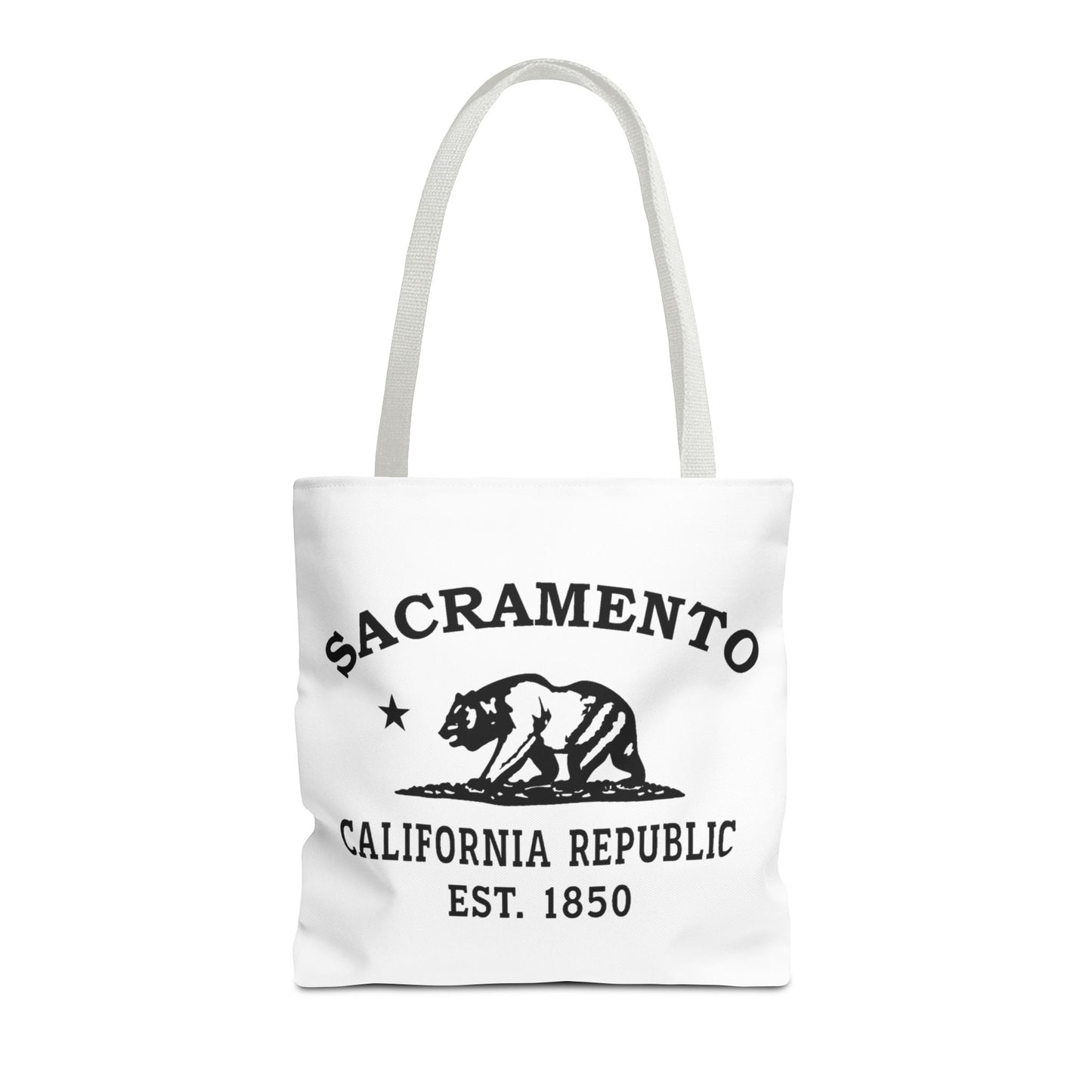 Sacramento California Vintage Retro Light Canvas Tote - Black Logo