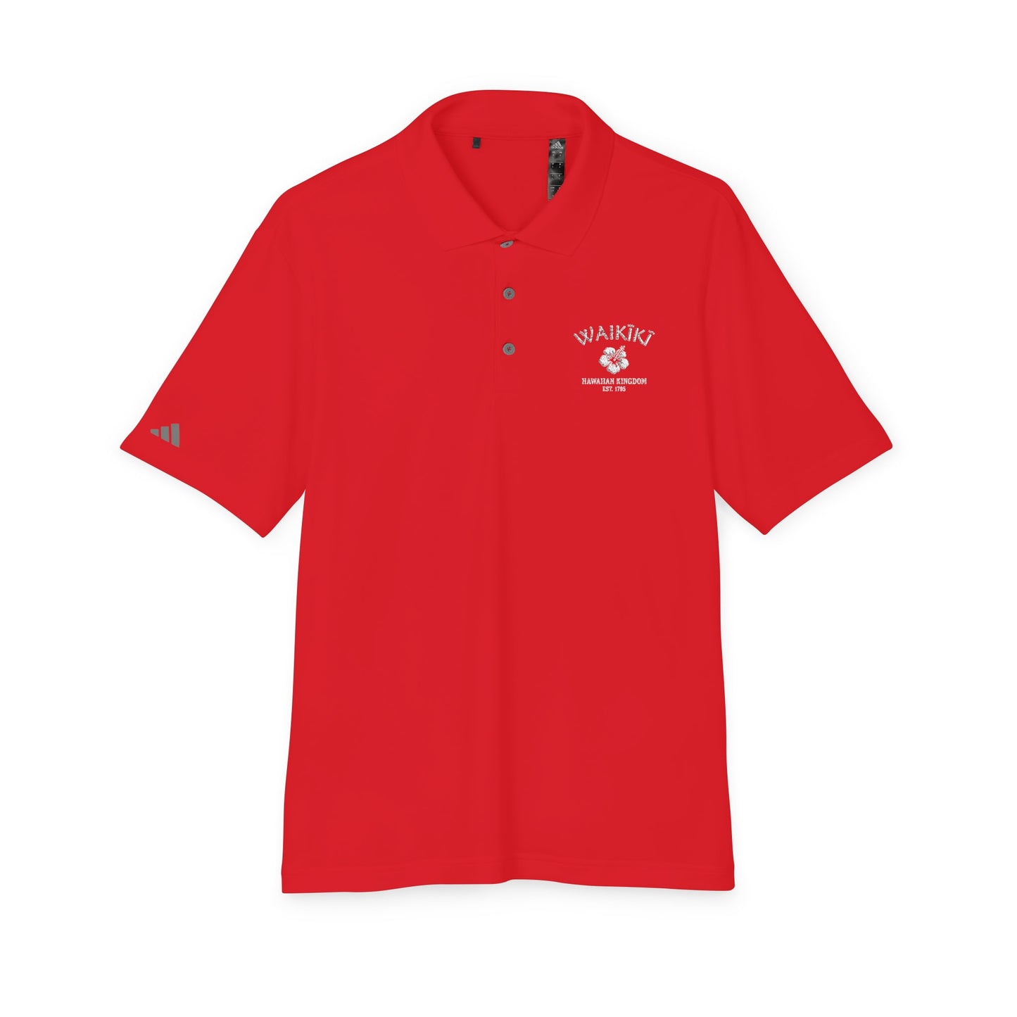 Waikiki Hawaii Embroidered Vintage Retro Performance Polo Shirt - White Logo