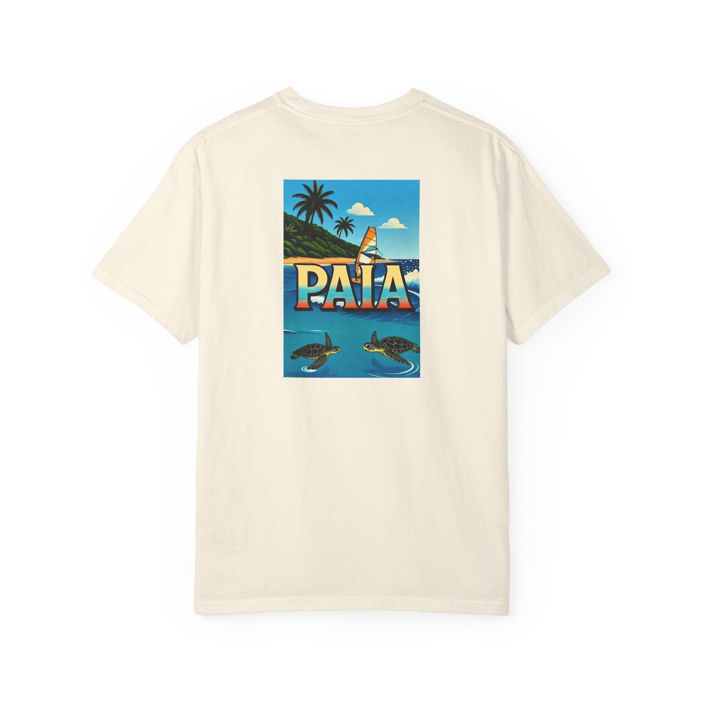 Paia Hawaii Vintage Retro Back Printed Art Series Cotton Tee - Black Logo