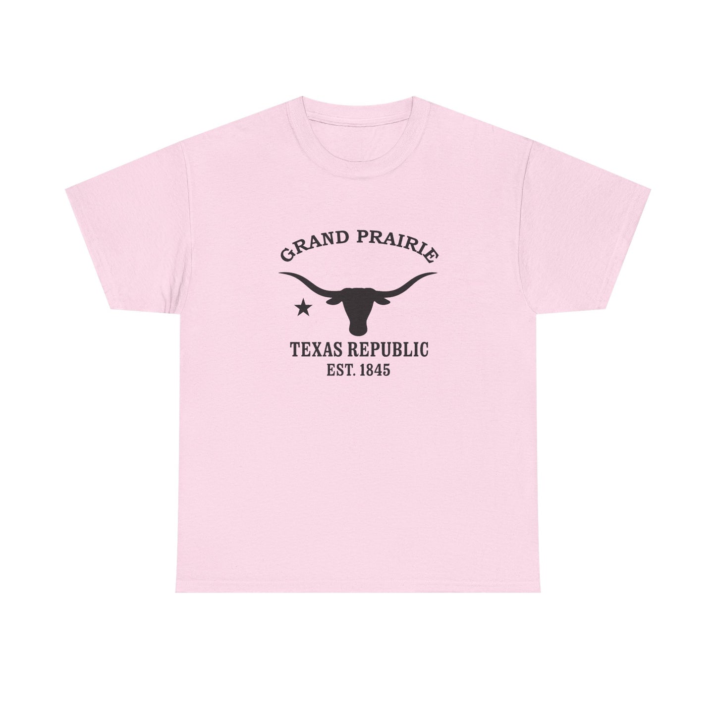 Grand Prairie Texas Vintage Retro Unisex Heavy Cotton Tee - Black Logo