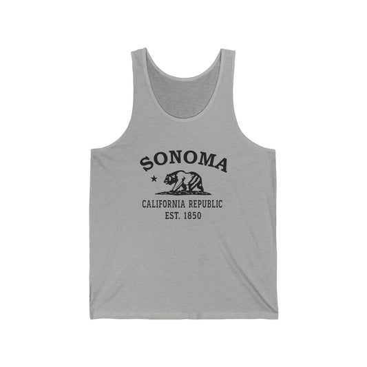 Sonoma California Vintage Retro Unisex Cotton Jersey Tank Top - Black Logo