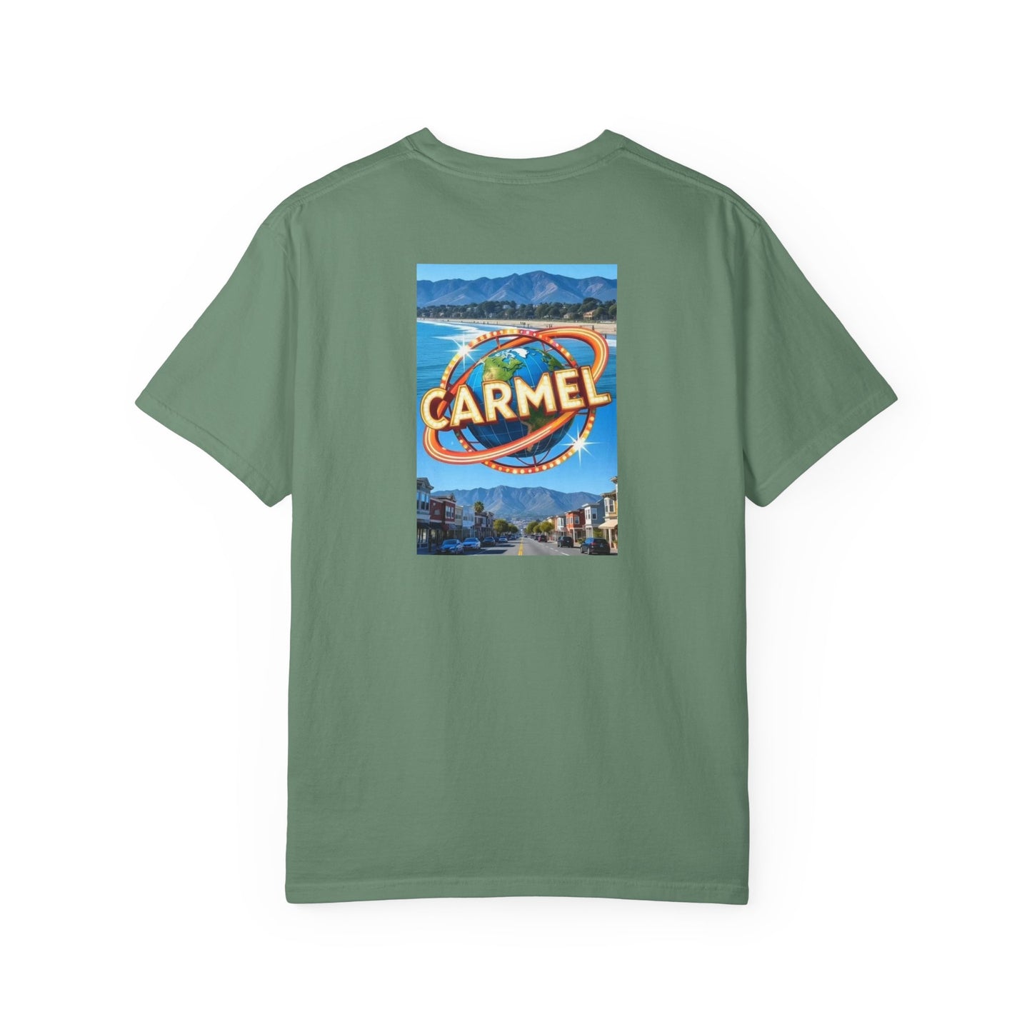 Carmel California Vintage Retro Back Printed Art Series Cotton Tee - Black Logo