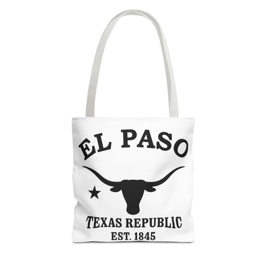 El Paso Texas Vintage Retro Light Canvas Tote - Black Logo