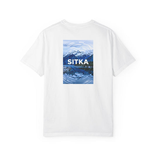 Sitka Alaska Vintage Retro Back Printed Art Series Cotton Tee - Black Logo