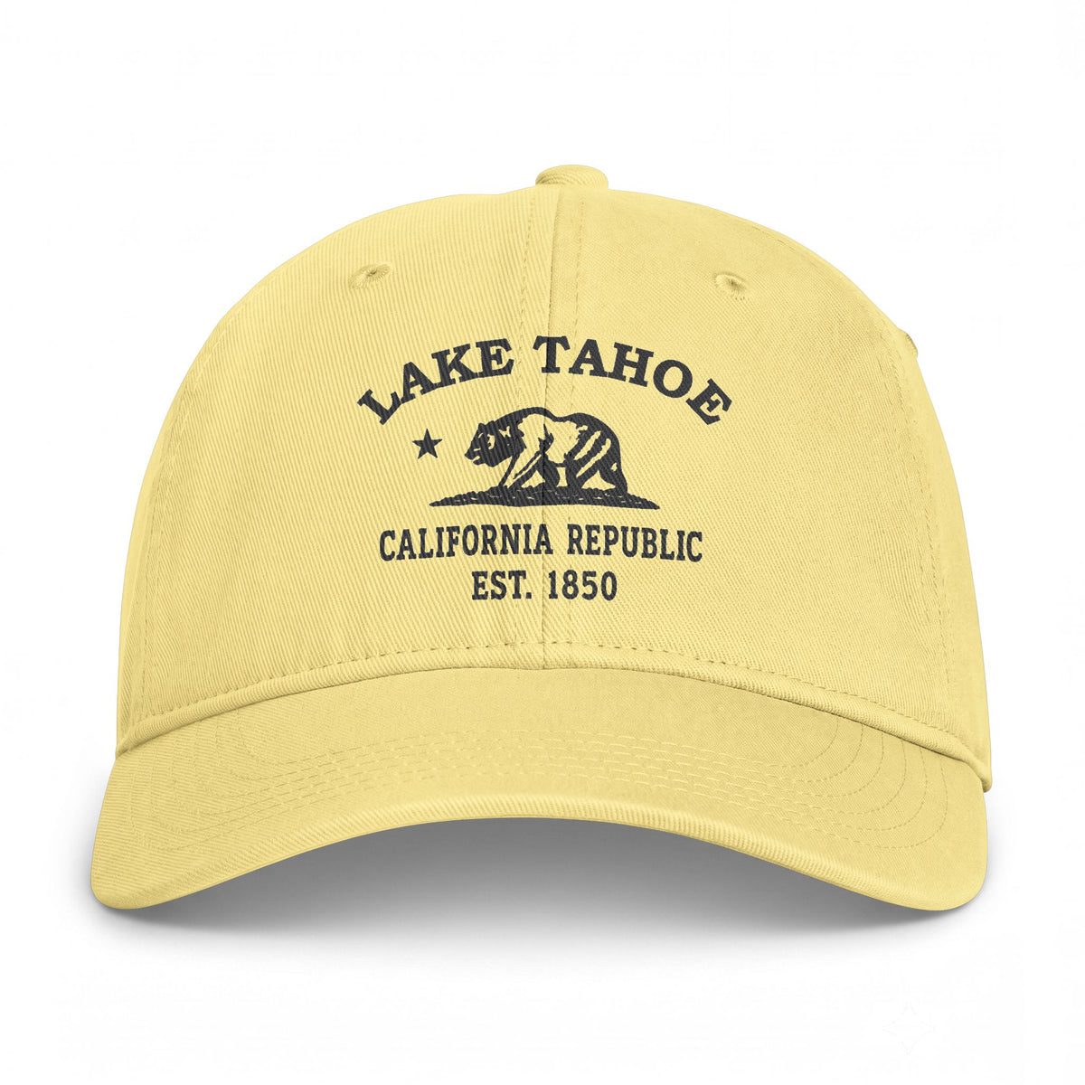 Lake Tahoe California Distressed Cotton Cap - Charcoal Print Logo