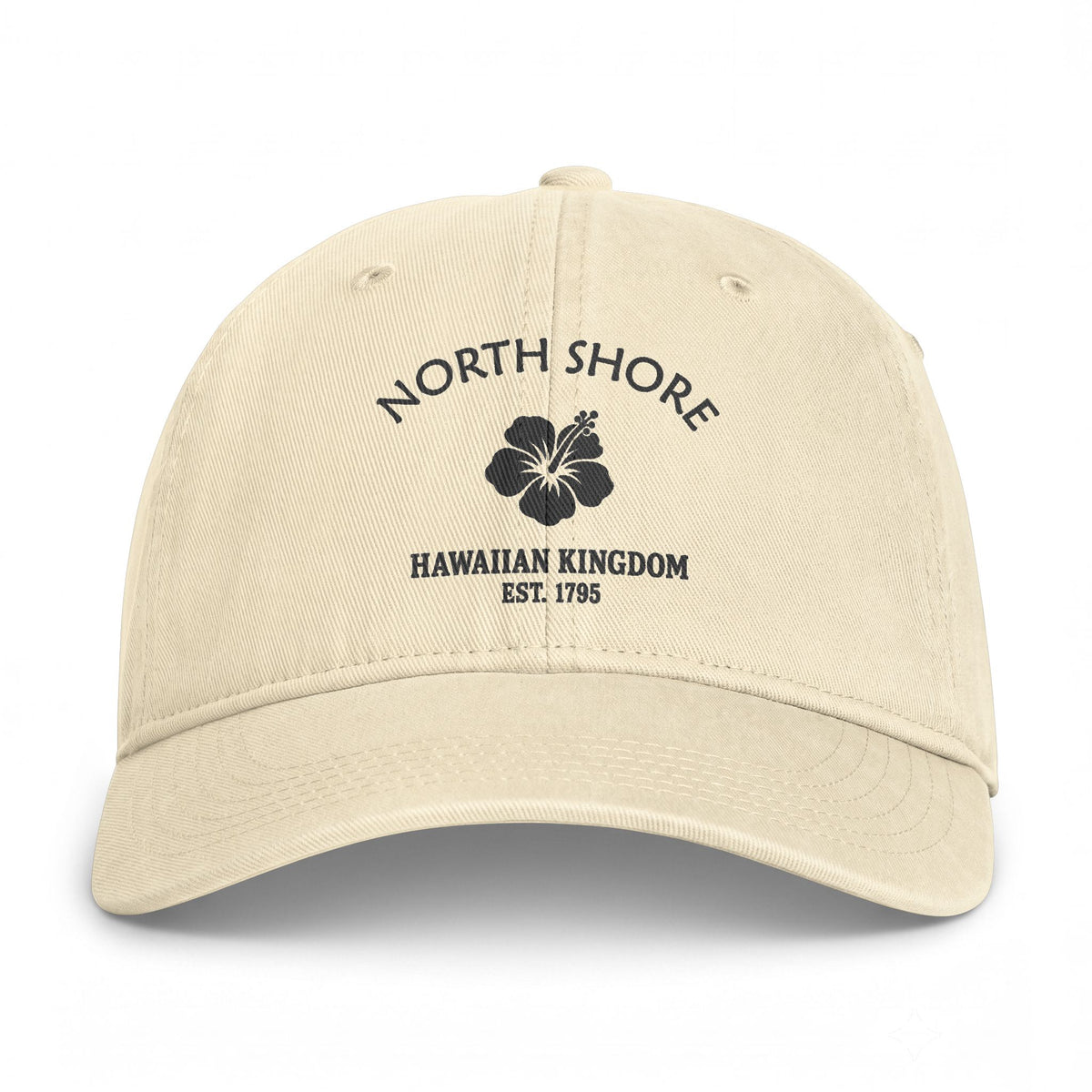 North Shore Hawaii Distressed Cotton Cap - Charcoal Print Logo