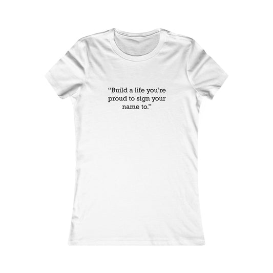 Quote 33 Build-A-Life Ringspun Cotton Fitted Vintage Retro Womens Tee - Black Logo