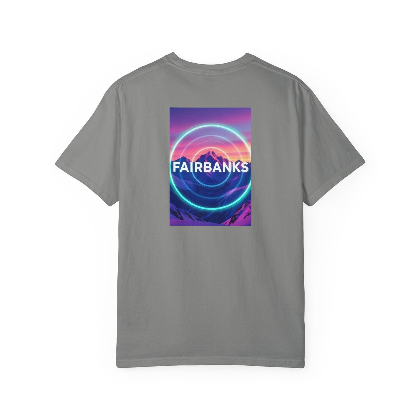 Fairbanks Alaska Vintage Retro Back Printed Art Series Cotton Tee - Black Logo