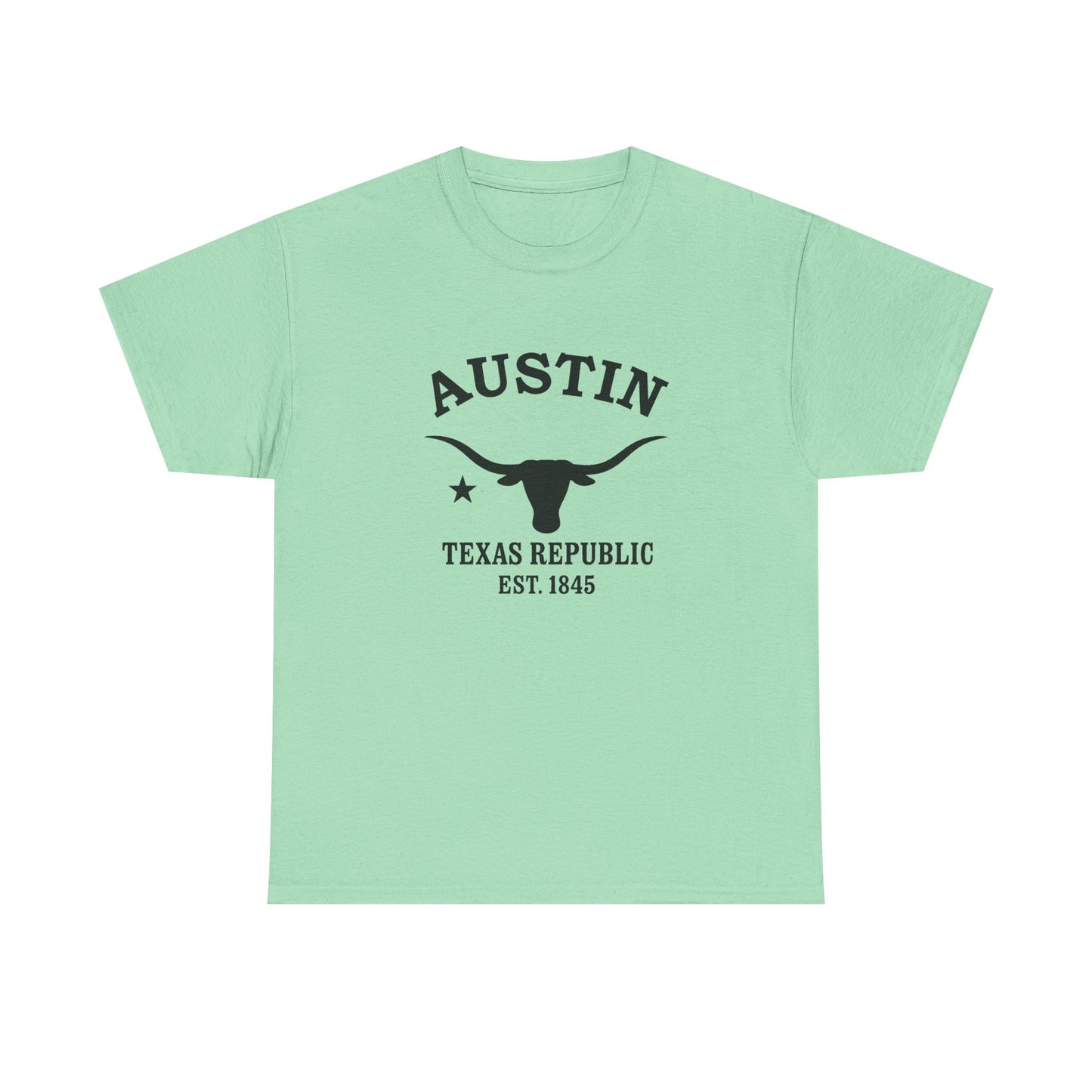 Austin Texas Vintage Retro Unisex Heavy Cotton Tee - Black Logo