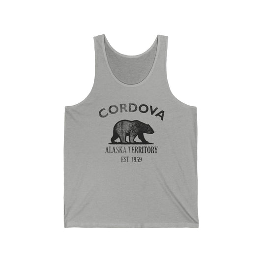 Cordova Alaska Vintage Retro Unisex Cotton Jersey Tank Top - Black Logo
