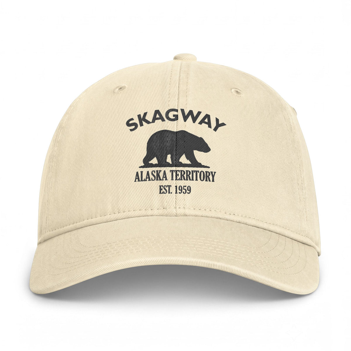 Skagway Alaska Distressed Cotton Cap - Charcoal Print Logo