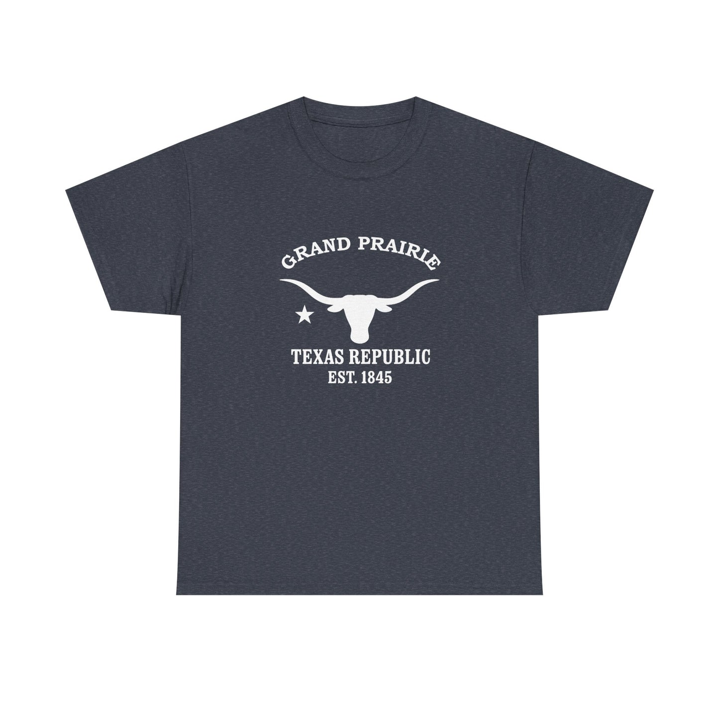 Grand Prairie Texas Vintage Retro Unisex Heavy Cotton Tee - White Logo