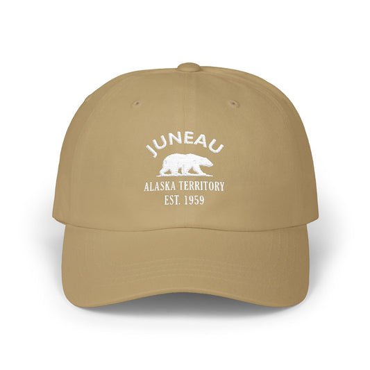 Juneau Alaska Classic Embroidered Vintage Retro Cotton Cap - White Logo
