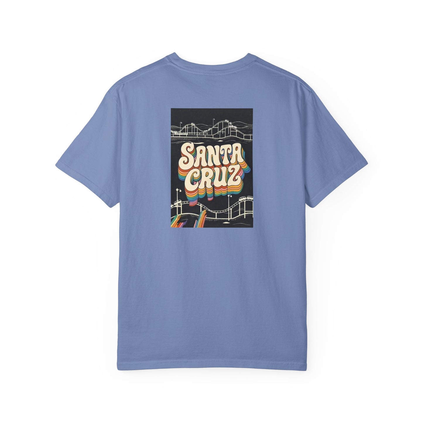 Santa Cruz California Vintage Retro Back Printed Art Series Cotton Tee - Black Logo