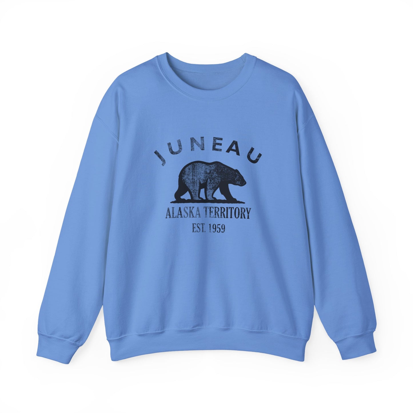 Juneau Alaska Vintage Retro Unisex Heavy Crewneck Sweatshirt - Black Logo