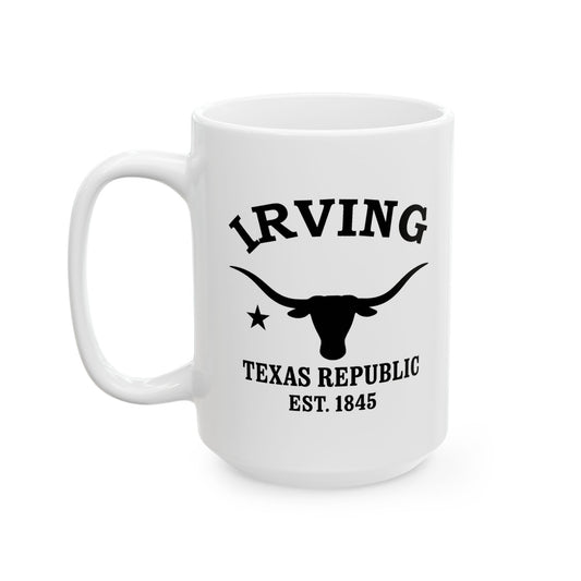 Irving Texas Vintage Retro Ceramic Mug - Black Logo