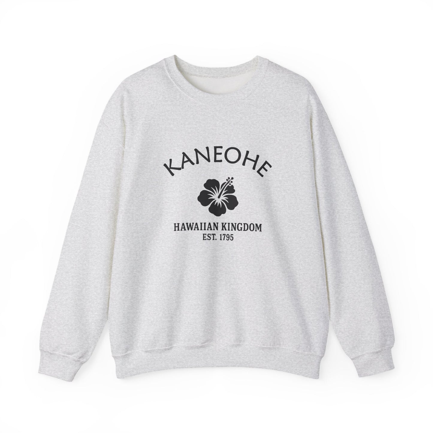 Kaneohe Hawaii Vintage Retro Unisex Heavy Crewneck Sweatshirt - Black Logo