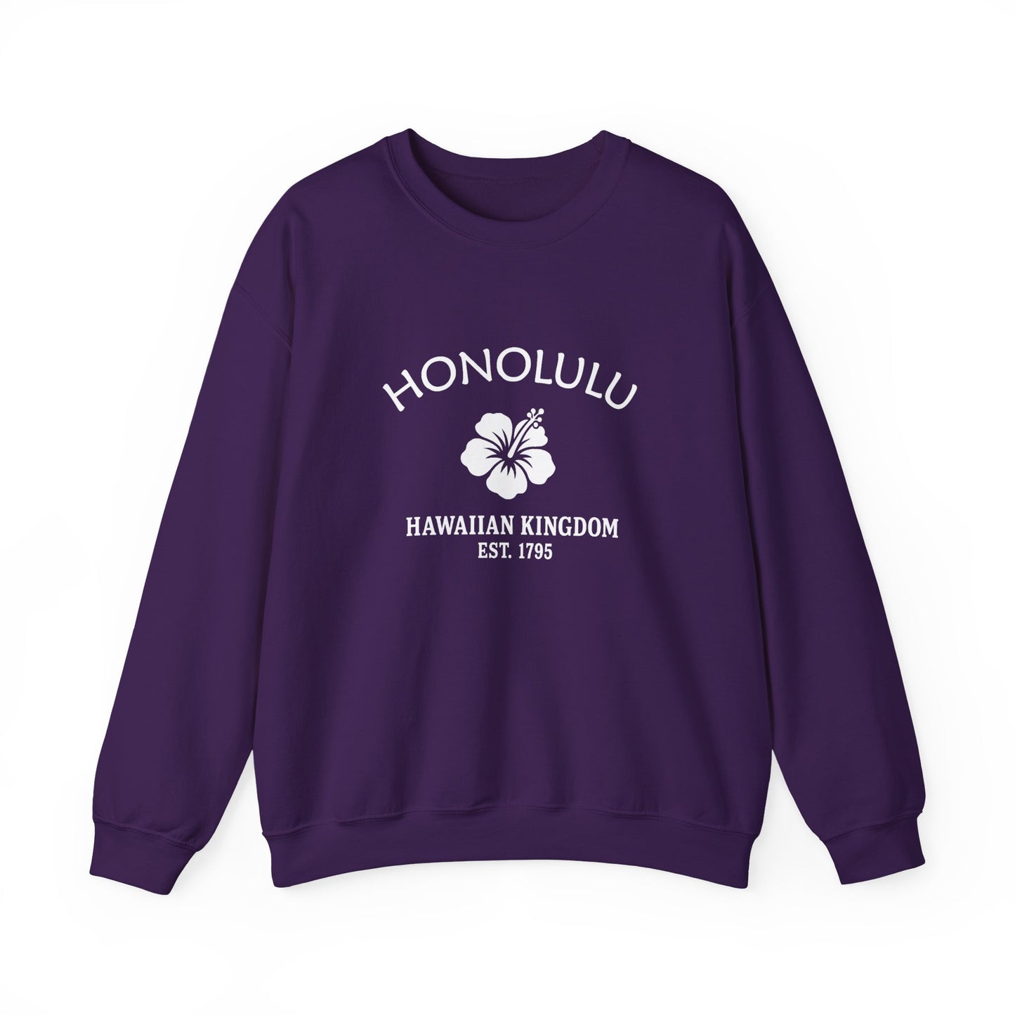 Honolulu Hawaii Vintage Retro Unisex Heavy Crewneck Sweatshirt - White Logo