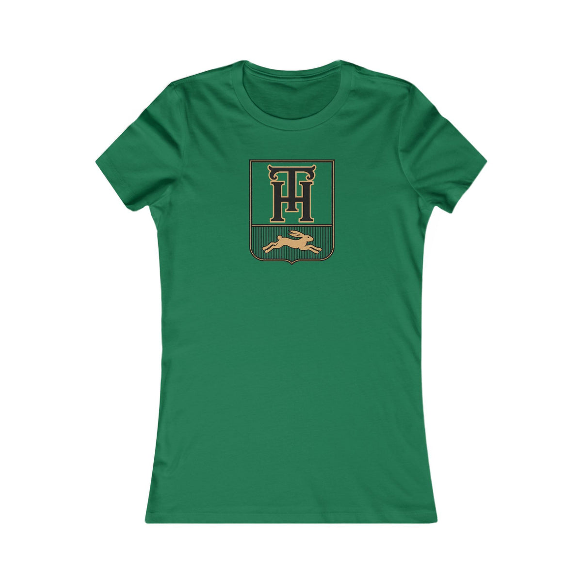 Kelly Team Haas Women's Fitted Tee with the TH Family Crest, Ringspun Cotton