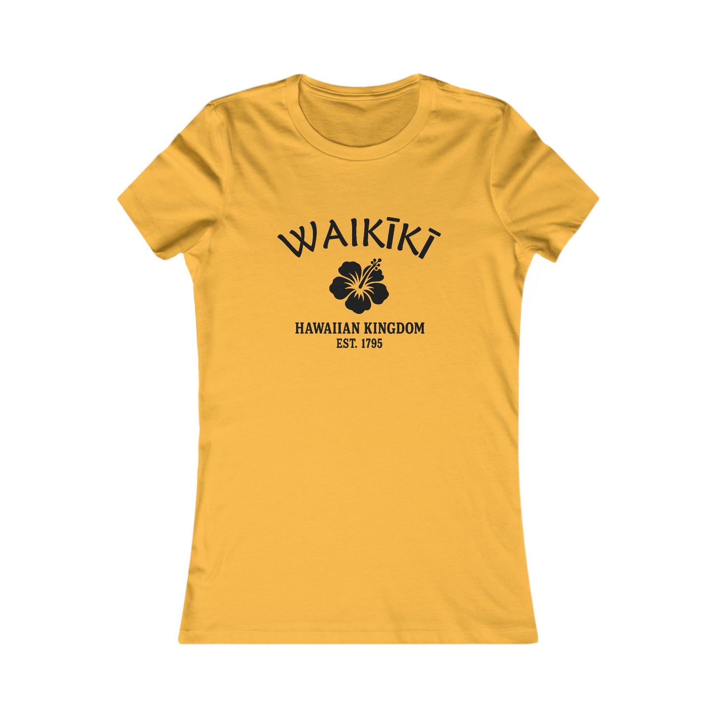 Waikiki Hawaii Ringspun Cotten Fitted Vintage Retro Womens Tee - Black Logo