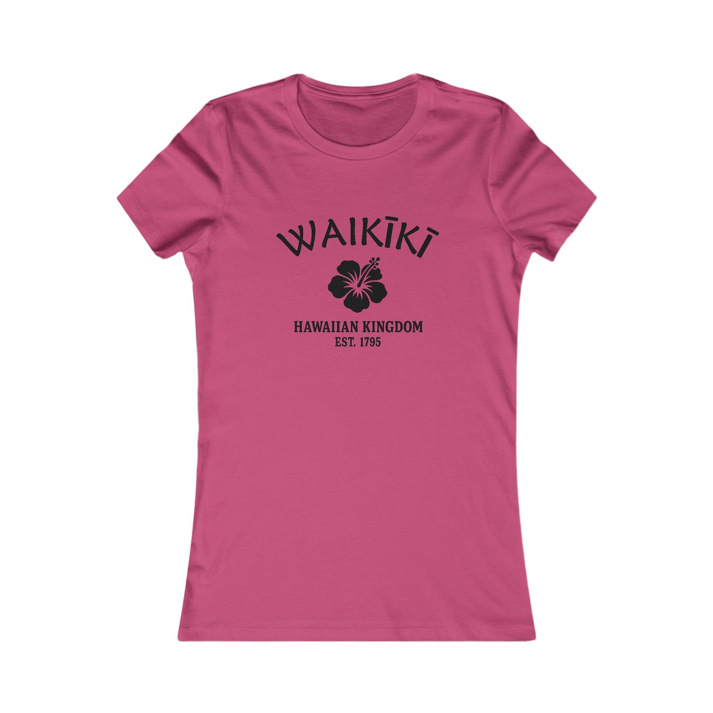 Waikiki Hawaii Ringspun Cotten Fitted Vintage Retro Womens Tee - Black Logo