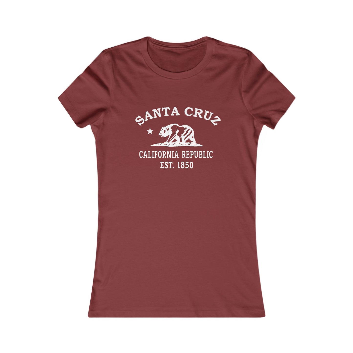 Santa Cruz California Vintage Retro Womens Fitted Ringspun Cotton Tee - White Logo
