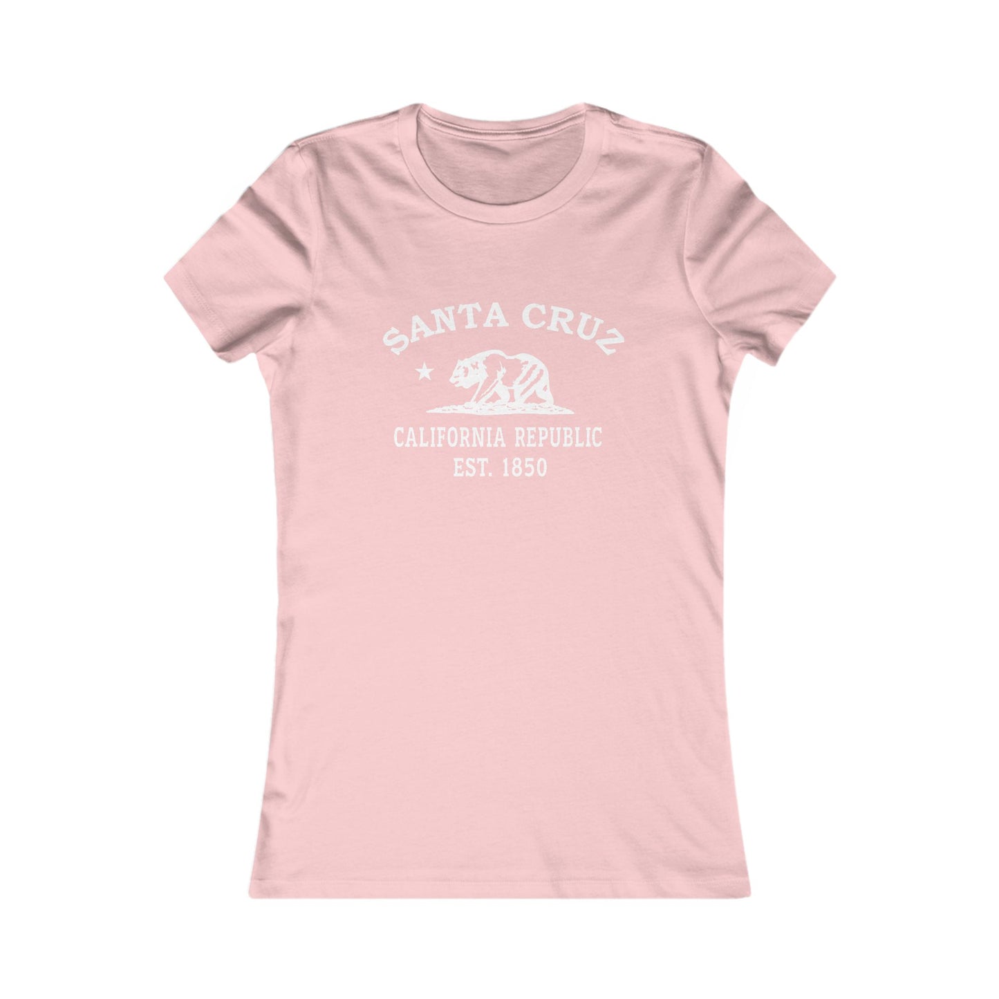 Santa Cruz California Vintage Retro Womens Fitted Ringspun Cotton Tee - White Logo