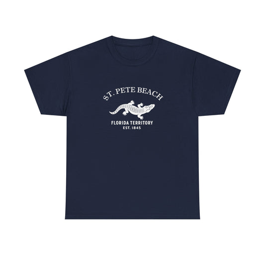 St Pete Beach Florida Vintage Retro Unisex Heavy Cotton Tee - White Logo