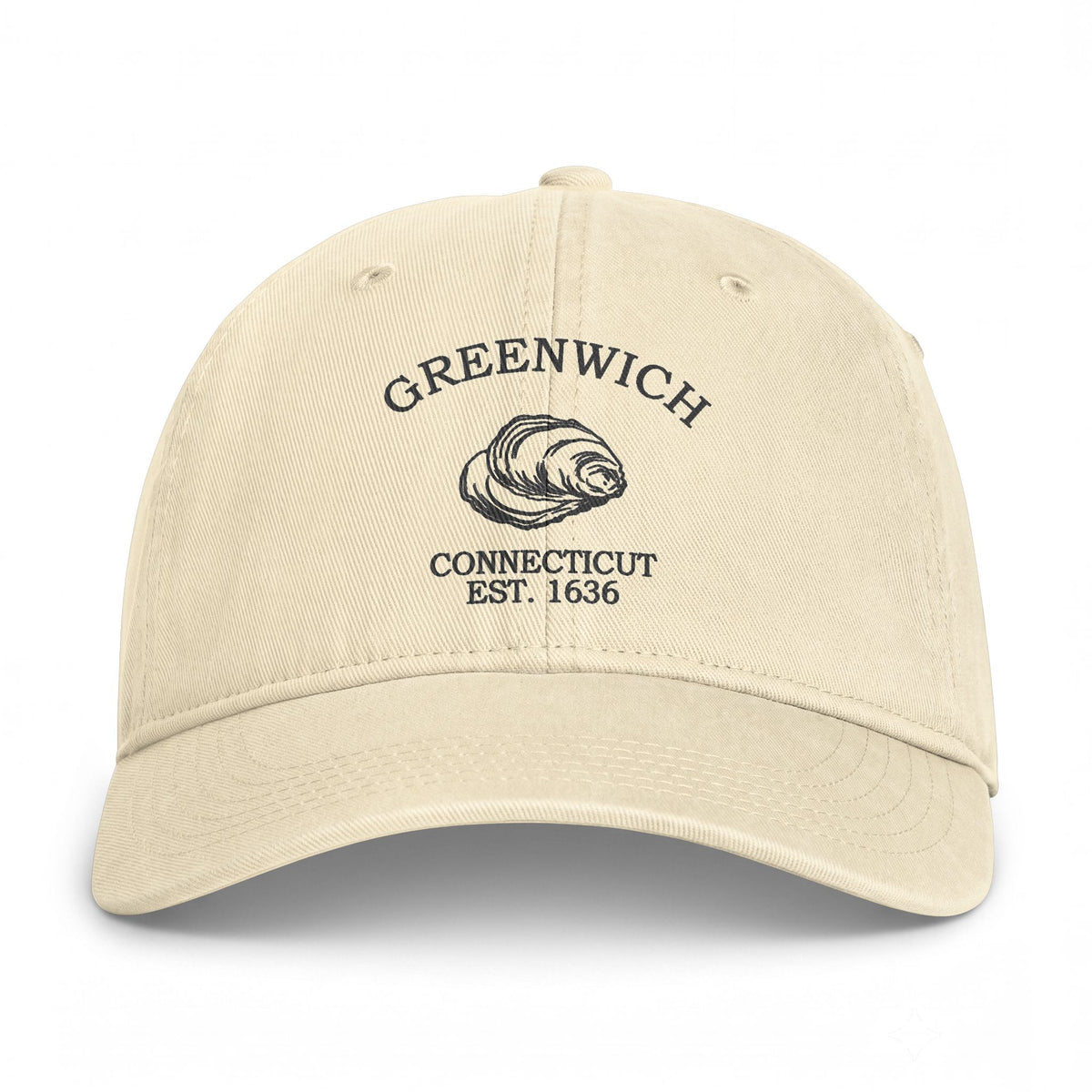 Greenwich Connecticut Distressed Cotton Cap - Charcoal Print Logo
