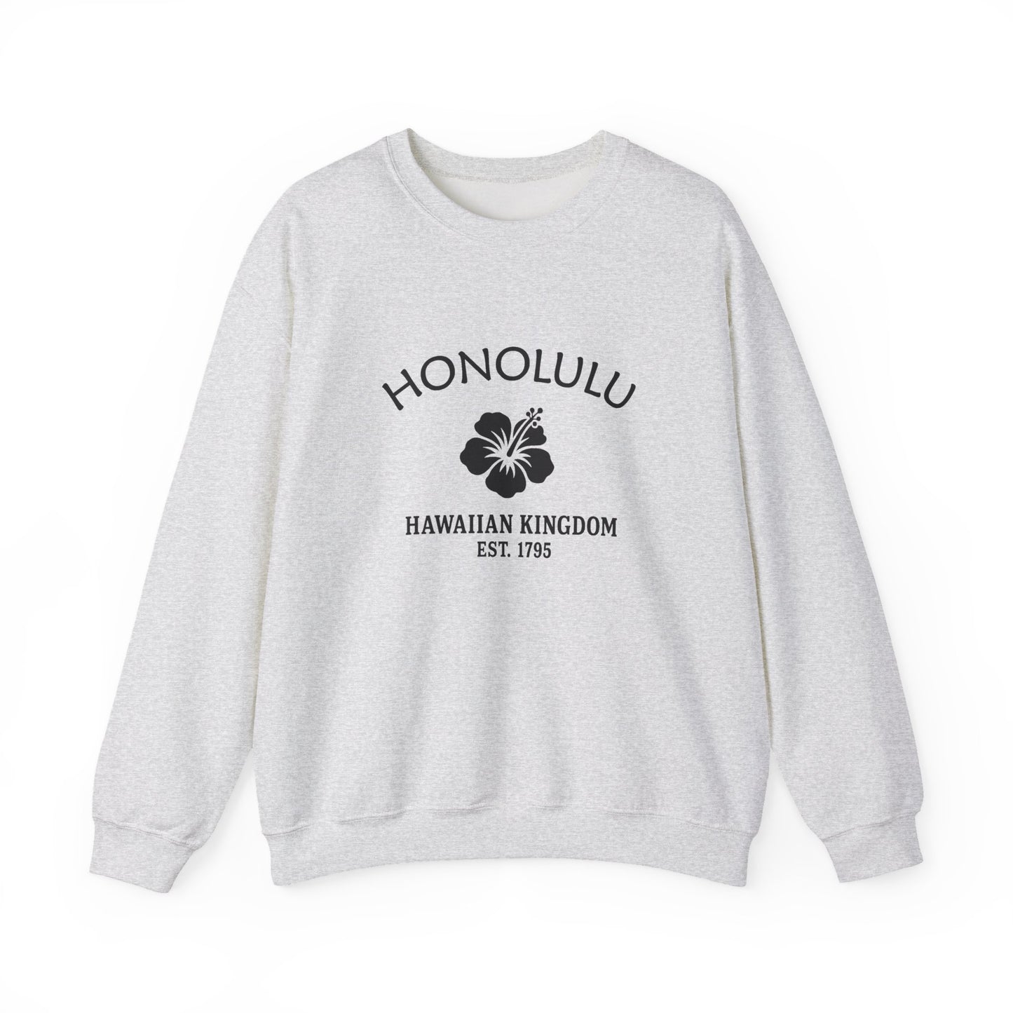 Honolulu Hawaii Vintage Retro Unisex Heavy Crewneck Sweatshirt - Black Logo