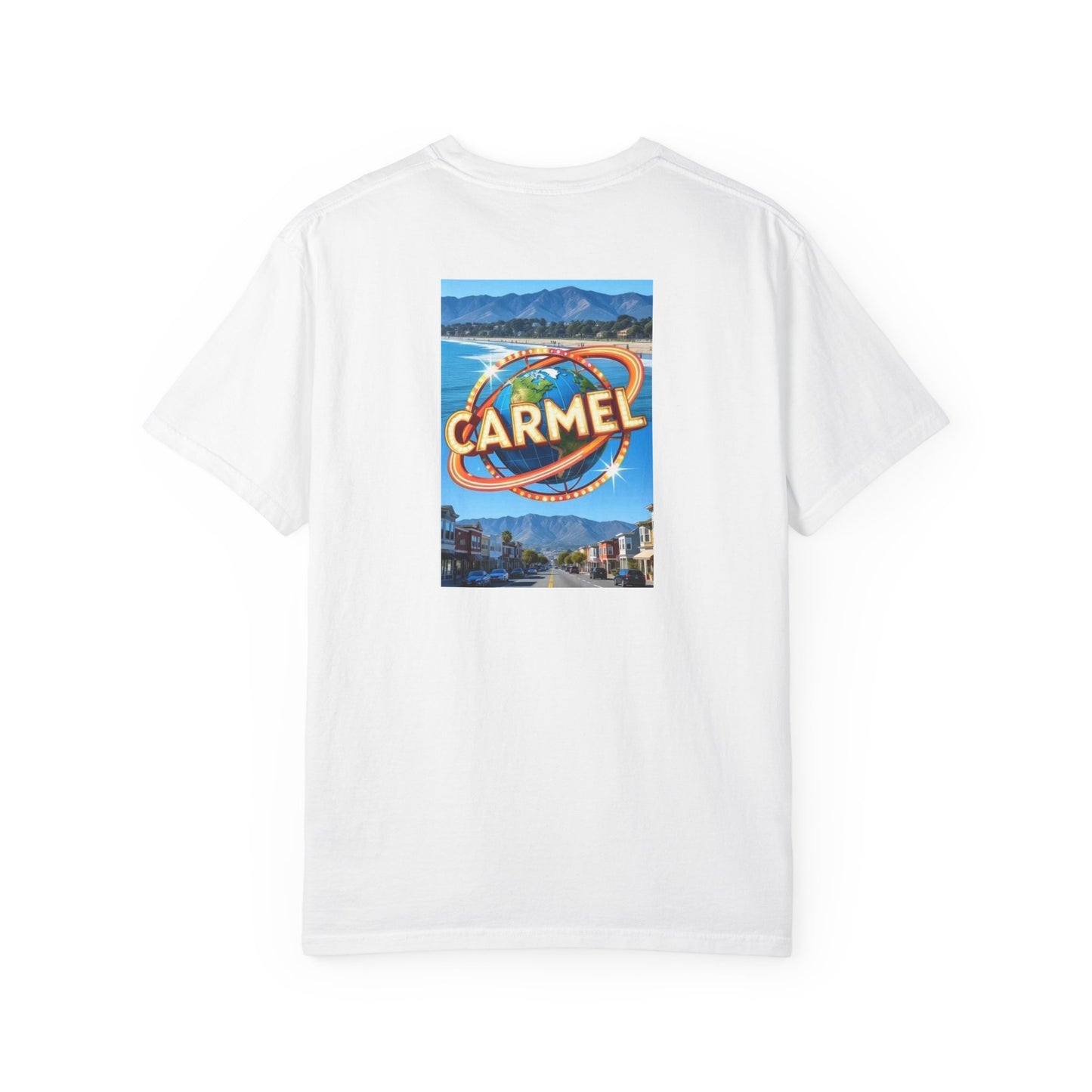 Carmel California Vintage Retro Back Printed Art Series Cotton Tee - Black Logo