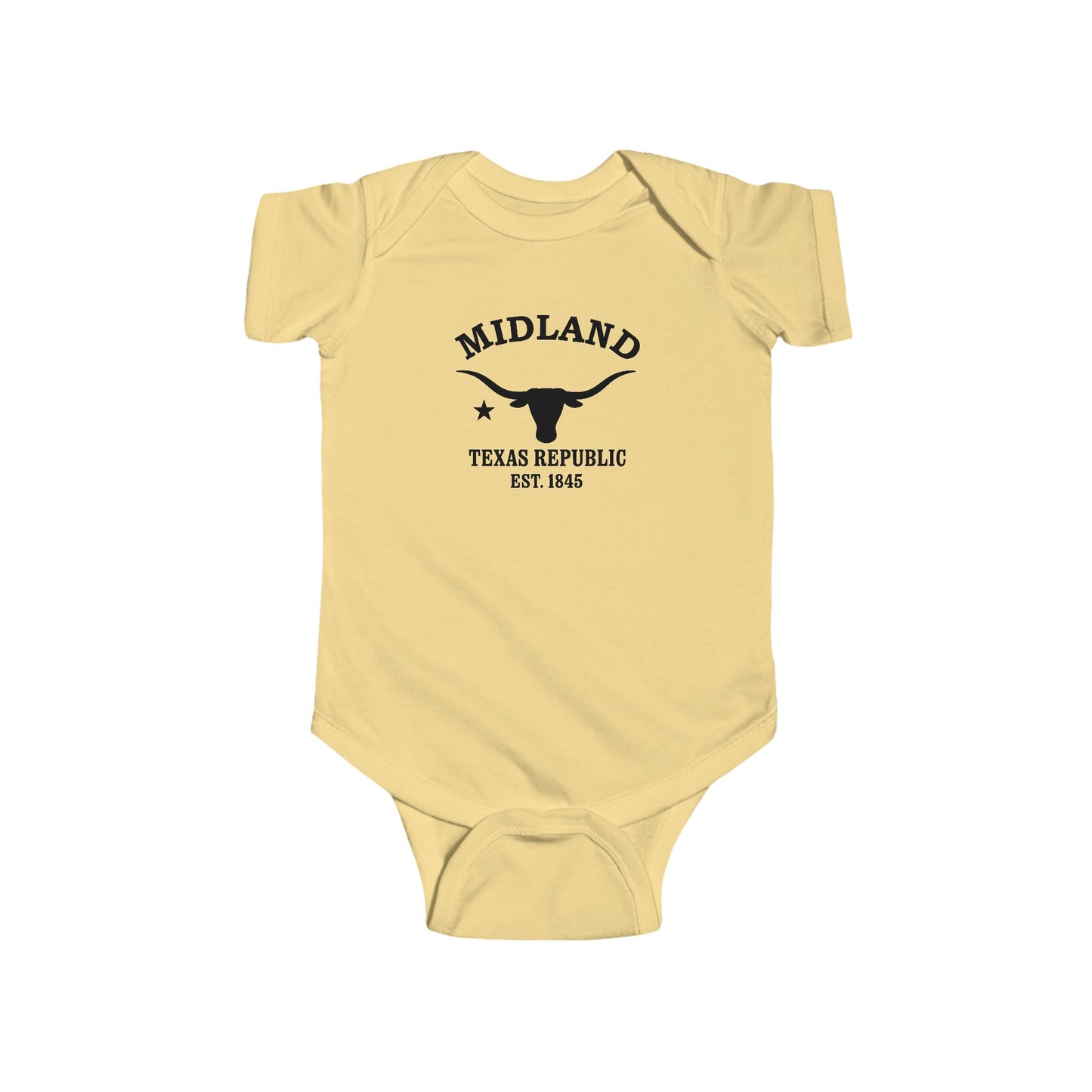 Midland Texas Cottton Jersey Baby Bodysuit - Black Logo