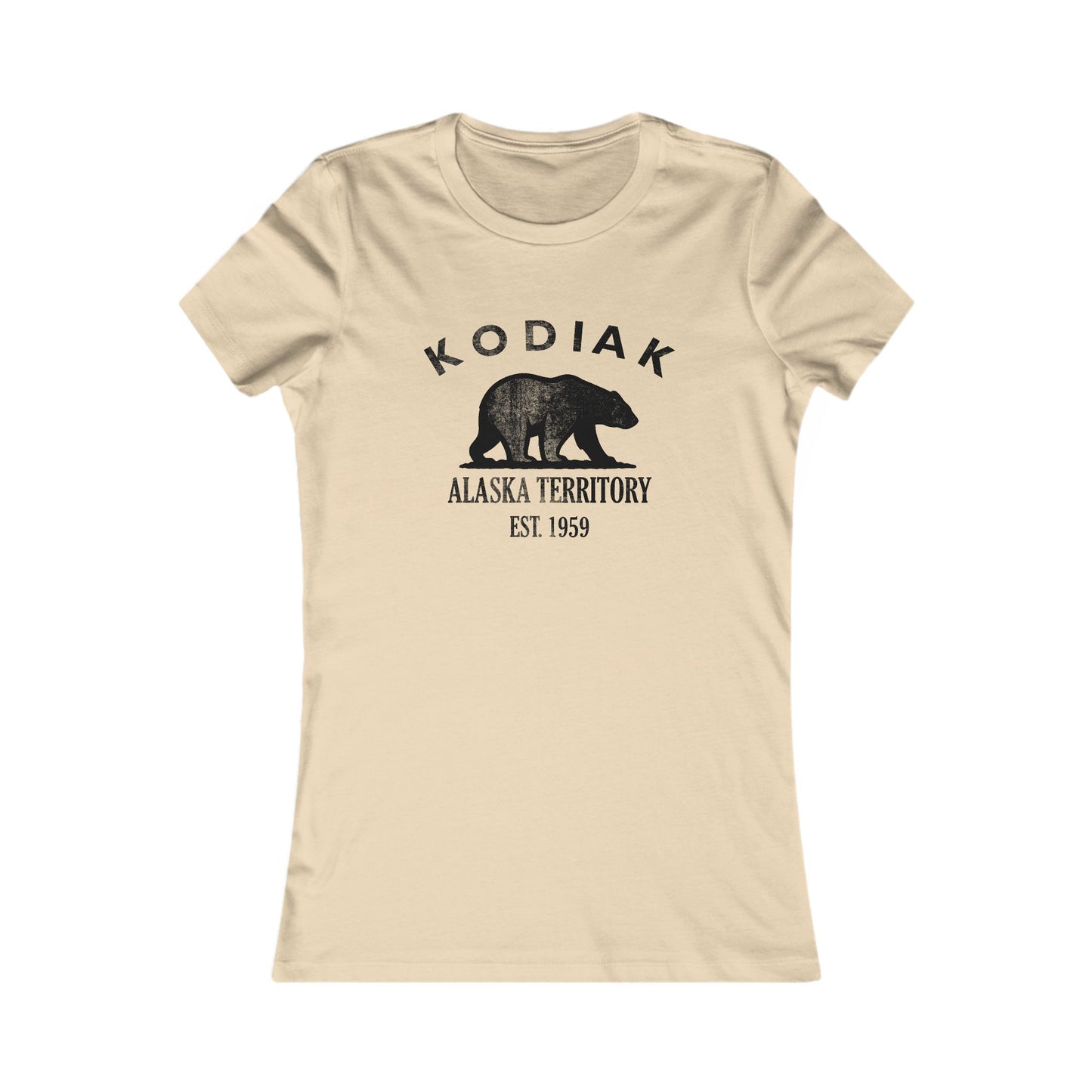 Kodiak Alaska Vintage Retro Womens Fitted Ringspun Cotton Tee - Black Logo