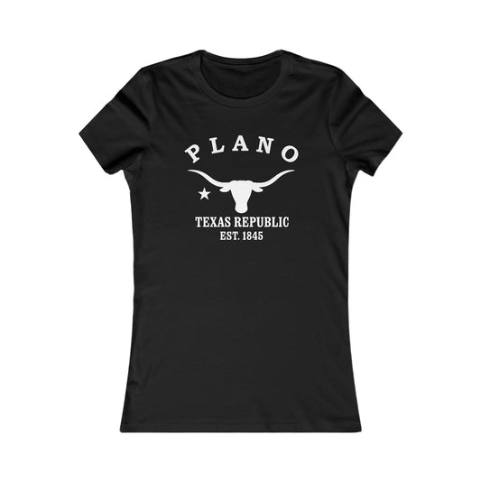 Plano Texas Vintage Retro Womens Fitted Ringspun Cotton Tee - White Logo