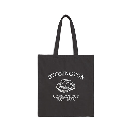 Stonington Connecticut Vintage Retro Cotton Canvas Tote Bag - White Logo