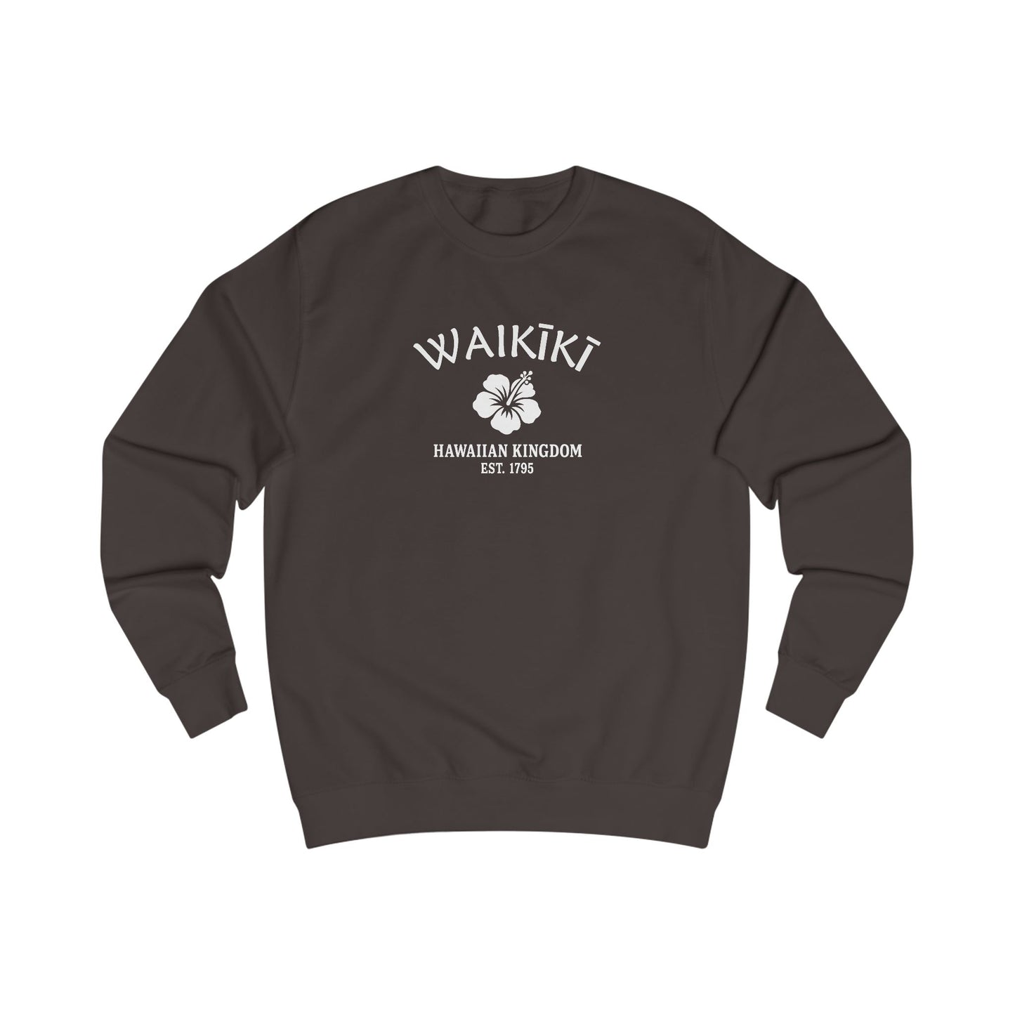 Waikiki Hawaii Vintage Retro Premium Crewneck Sweatshirt - White Logo - Bottle Green