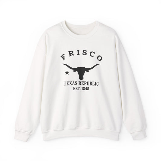 Frisco Texas Vintage Retro Unisex Heavy Crewneck Sweatshirt - Black Logo