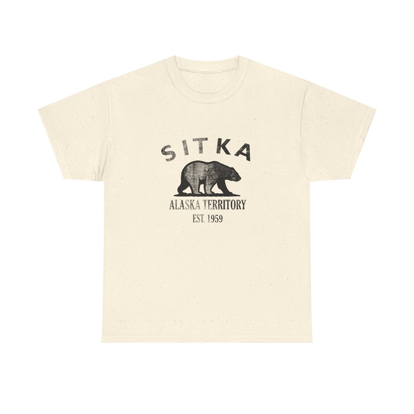 Sitka Alaska Vintage Retro Unisex Heavy Cotton Tee - Black Logo