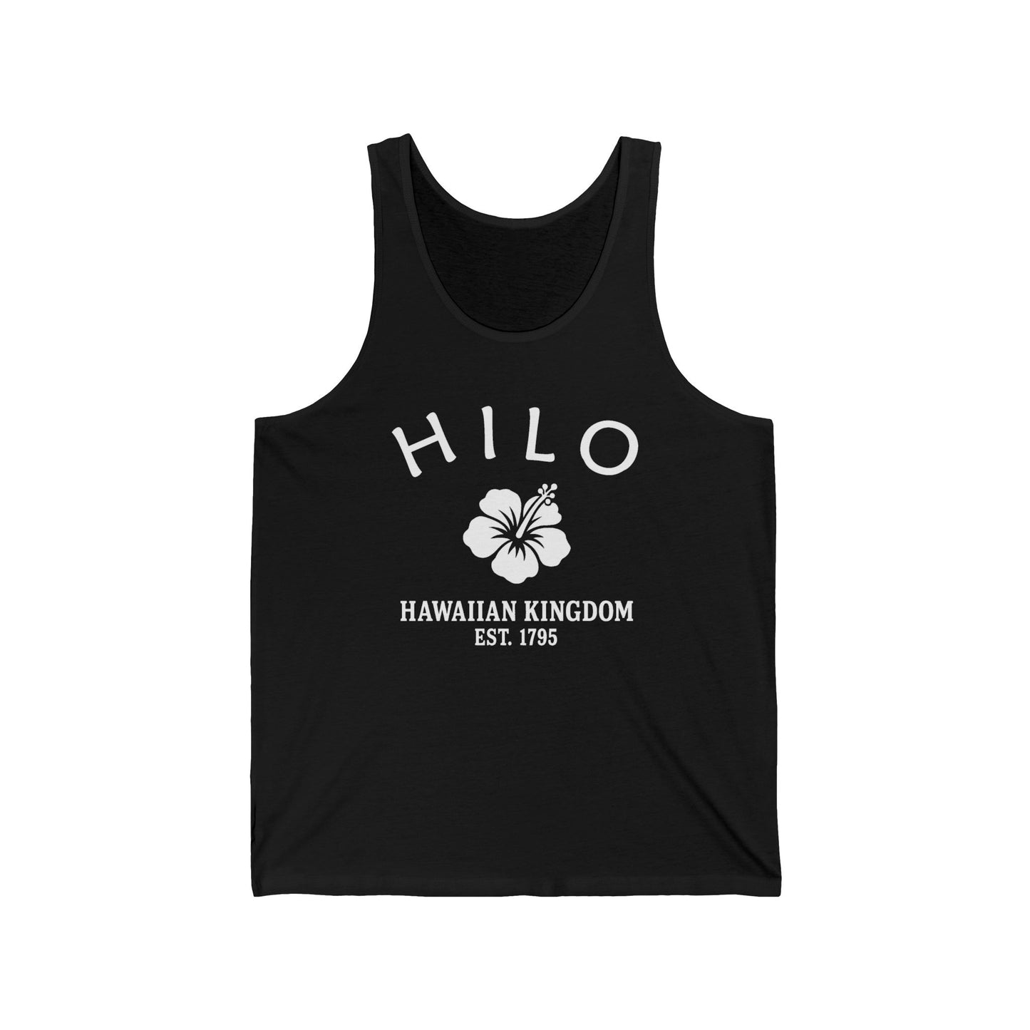 Hilo Hawaii Vintage Retro Unisex Cotton Jersey Tank Top - White Logo