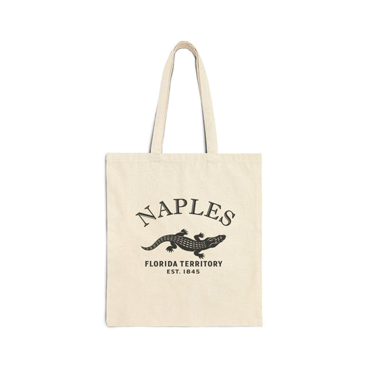 Naples Florida Vintage Retro Cotton Canvas Tote Bag - Black Logo