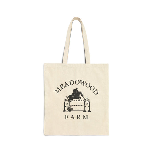 Meadowood Farm Canvas Cotton Vintage Retro Tote Bag - Black Logo