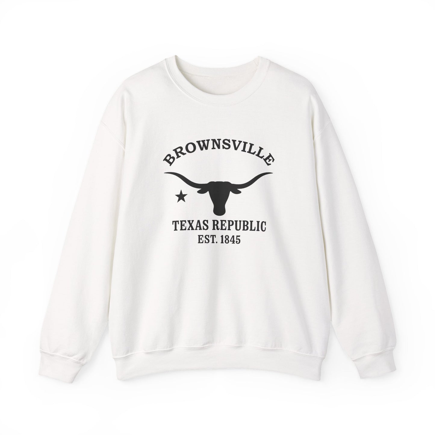 Brownsville Texas Vintage Retro Unisex Heavy Crewneck Sweatshirt - Black Logo