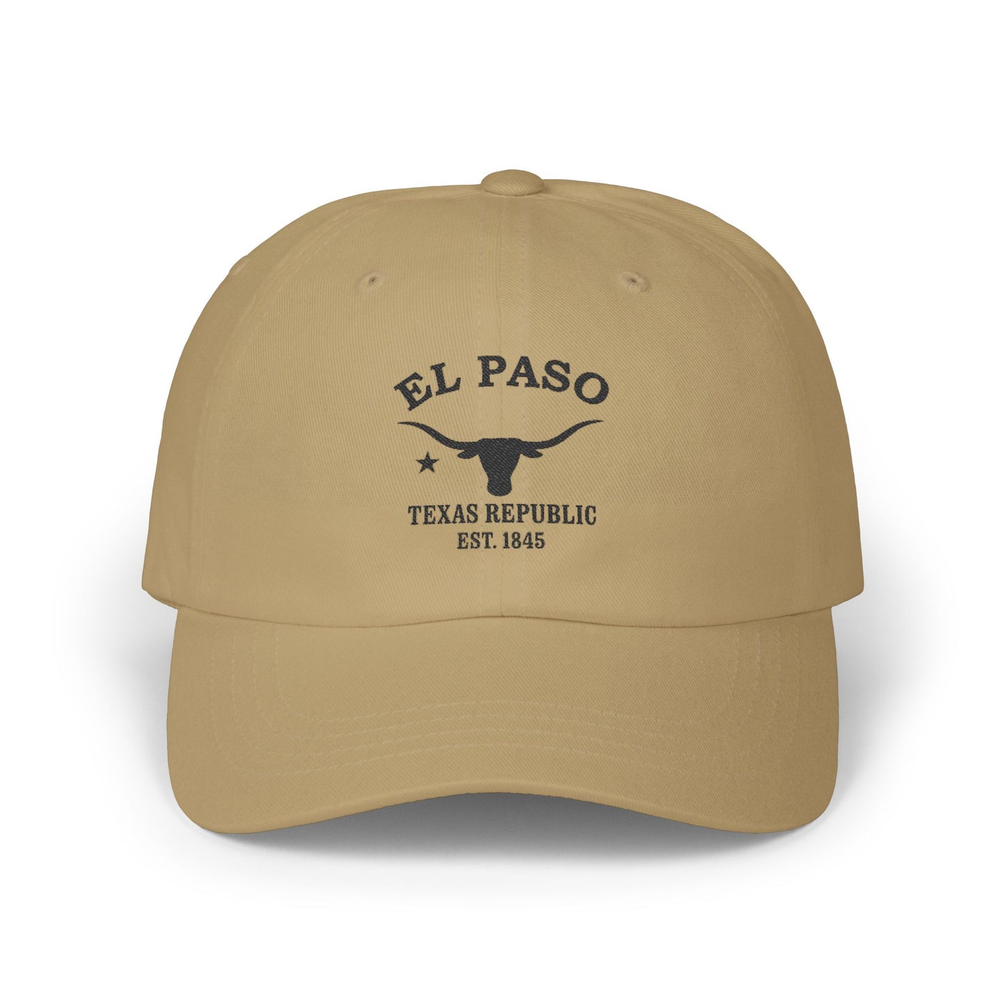 El Paso Texas Classic Embroidered Cotton Cap - Black Logo