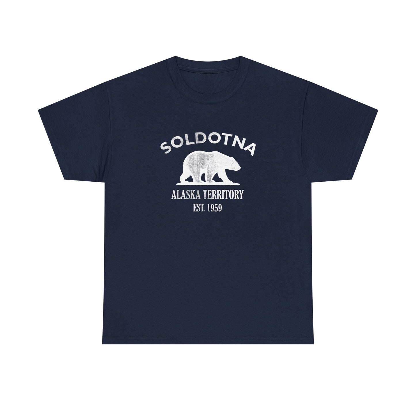 Soldotna Alaska Vintage Retro Unisex Heavy Cotton Tee - White Logo